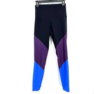 Onzie Colorblock Yoga Fitness Leggings Womens Size Medium Large Black Purple